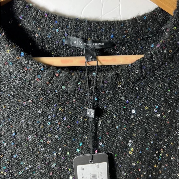 AX Armani Exchange Women's  Pullover Sweater Black  With Sequins Size M - Picture 4 of 4